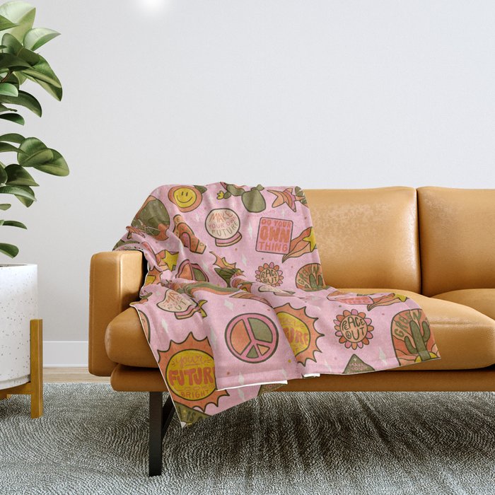 Fall Patch Print Throw Blanket Gallery Image 1