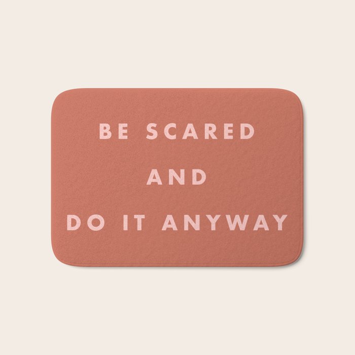 Inspirational Bravery Quote in Terra Cotta Bath Mat Gallery Image 1