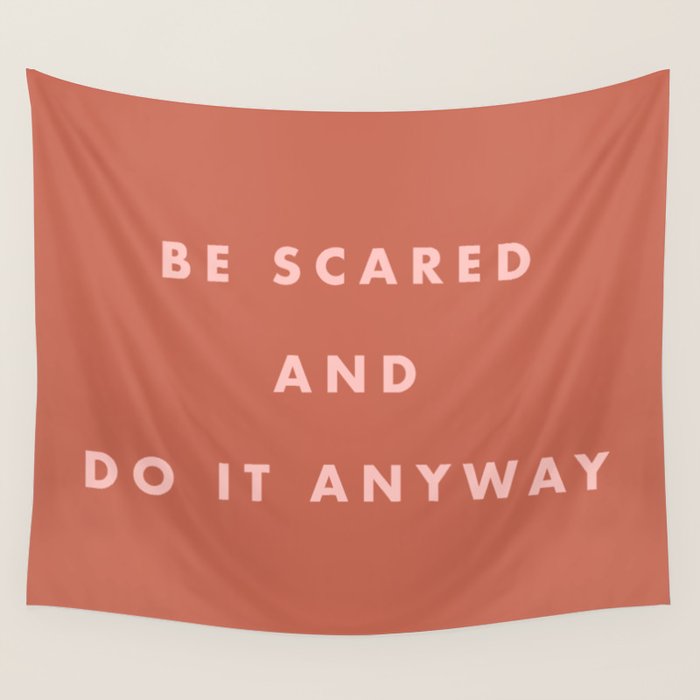 Inspirational Bravery Quote in Terra Cotta Wall Tapestry Gallery Image 4