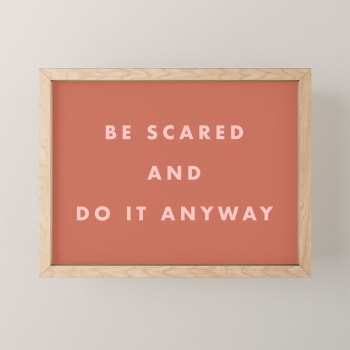 Inspirational Bravery Quote in Terra Cotta Mini Art Print Gallery Image 1