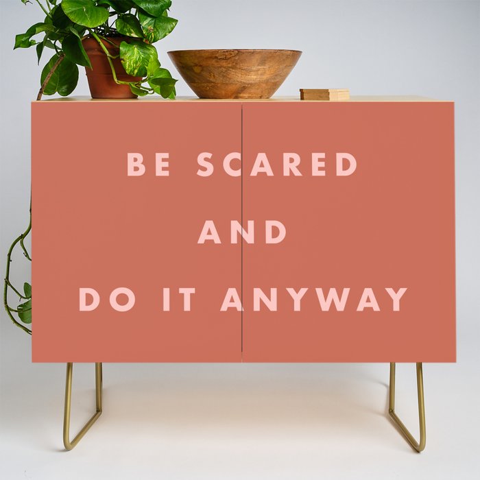 Inspirational Bravery Quote in Terra Cotta Credenza Gallery Image 1