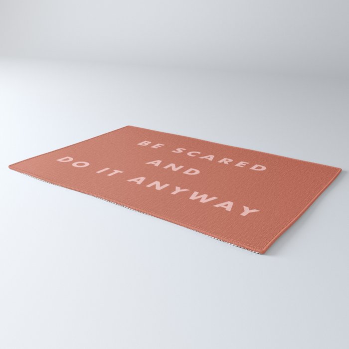 Inspirational Bravery Quote in Terra Cotta Rug Gallery Image 3