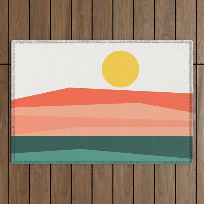 Abstract Landscape 09 Red Outdoor Rug Gallery Image 1