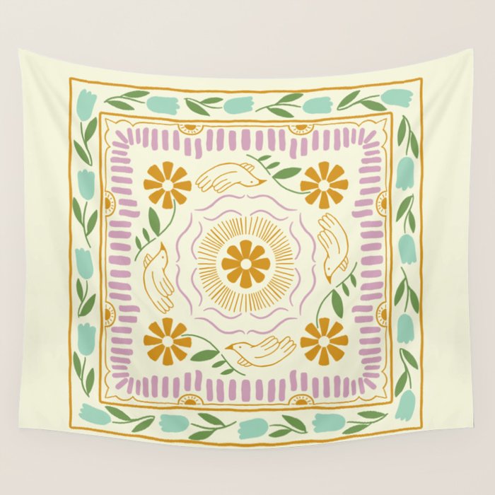 Scandinavian Dove Pattern Wall Tapestry Gallery Image 1