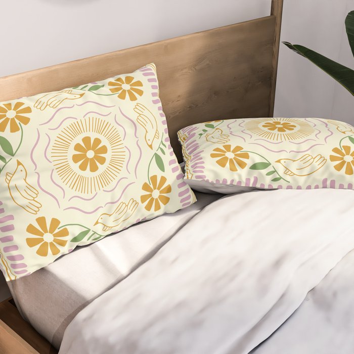Scandinavian Dove Pattern Pillow Sham Gallery Image 2