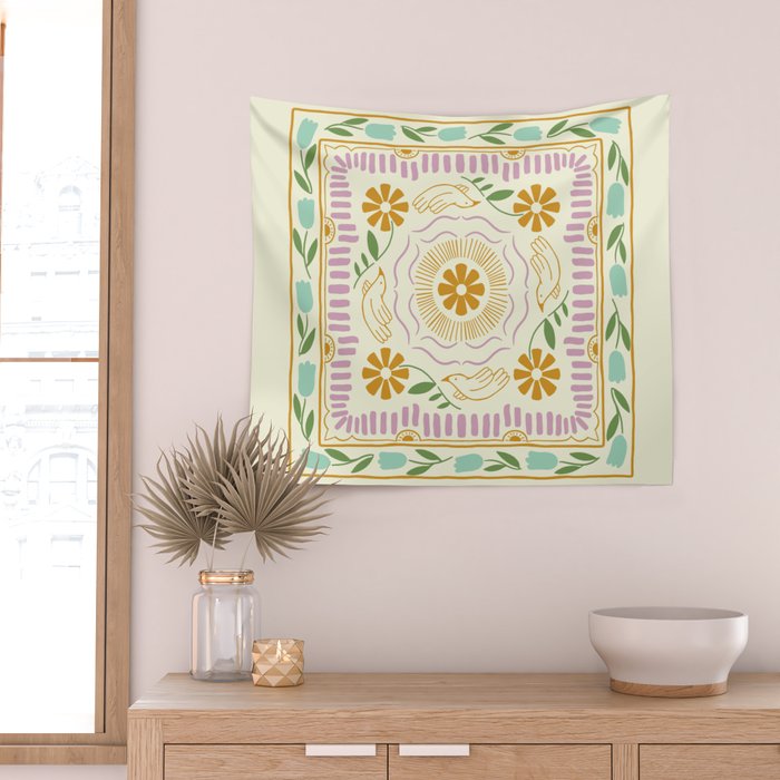 Scandinavian Dove Pattern Wall Tapestry Gallery Image 2