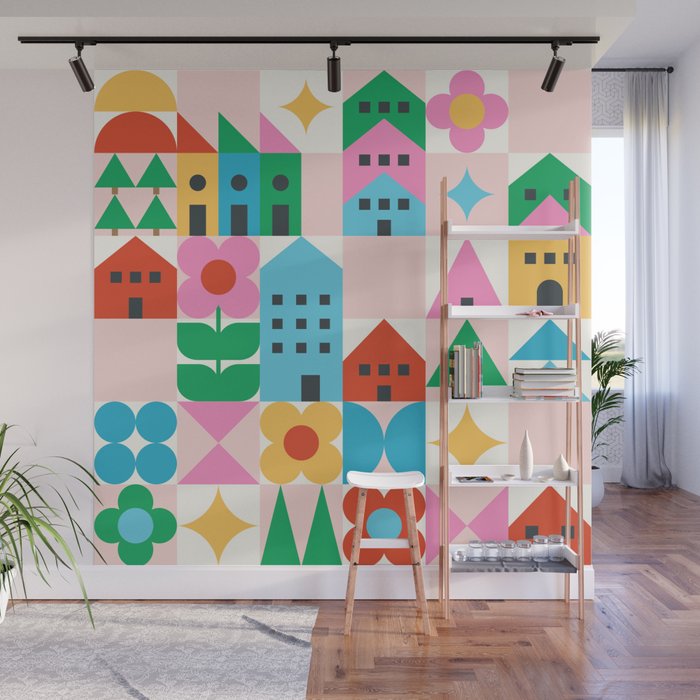 Happy Town Checks Wall Mural Gallery Image 1