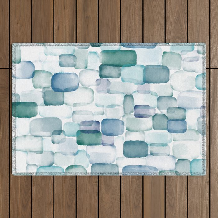 Sea Glass Watercolor Outdoor Rug