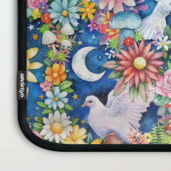 Watercolor Floral PEACE Sign illustration Laptop Sleeve Gallery Image 3