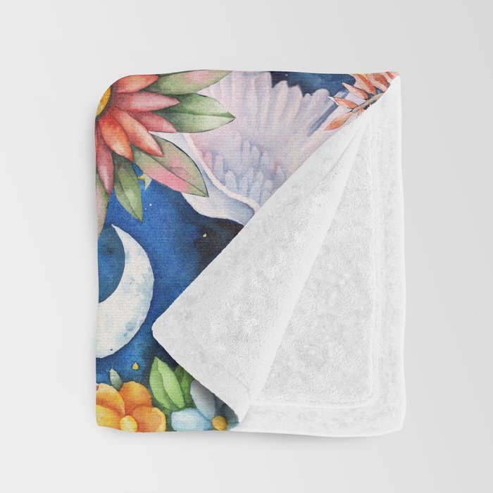 Watercolor Floral PEACE Sign illustration Throw Blanket Gallery Image 3
