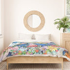 Watercolor Floral PEACE Sign illustration Duvet Cover Gallery Image 3