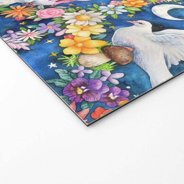 Watercolor Floral PEACE Sign illustration Welcome Mat Gallery Image 2