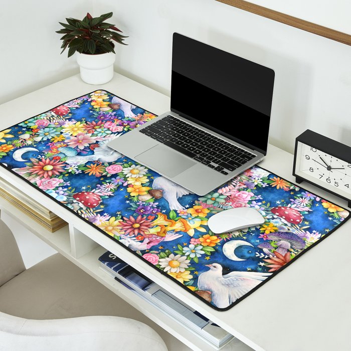 Watercolor Floral PEACE Sign illustration Desk Mat Gallery Image 2
