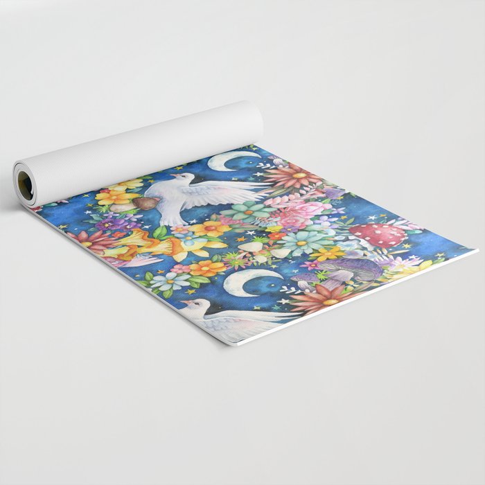 Watercolor Floral PEACE Sign illustration Yoga Mat Gallery Image 2