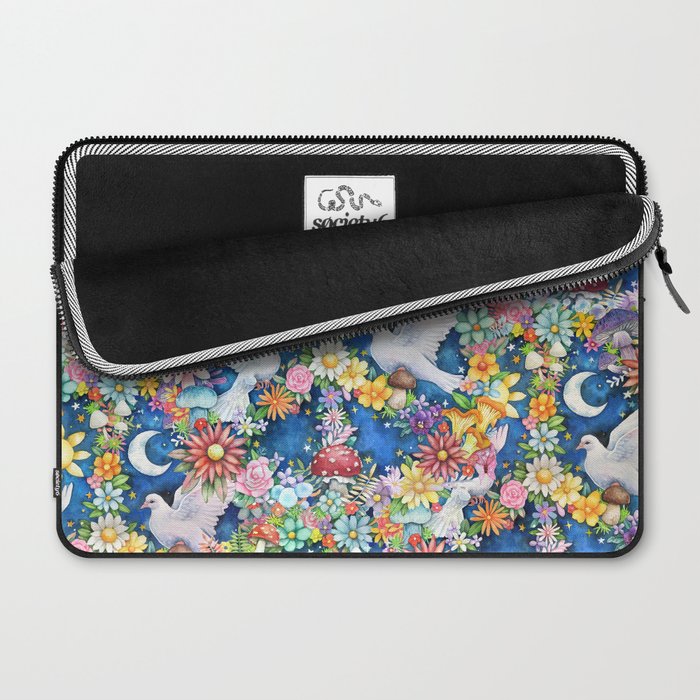 Watercolor Floral PEACE Sign illustration Laptop Sleeve Gallery Image 2