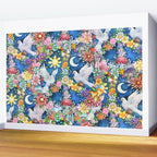 Watercolor Floral PEACE Sign illustration Wall Mural Gallery Image 2