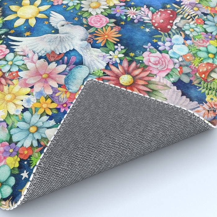 Watercolor Floral PEACE Sign illustration Rug Gallery Image 4
