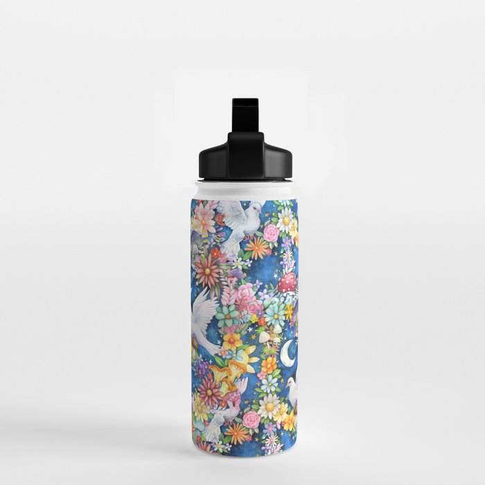 Watercolor Floral PEACE Sign illustration Water Bottle Gallery Image 2