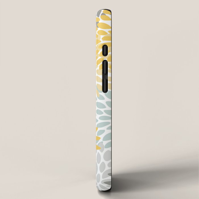 Floral Pattern, Yellow, Pale, Aqua and Gray iPhone Case Gallery Image 2