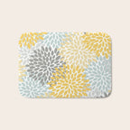 Floral Pattern, Yellow, Pale, Aqua and Gray Bath Mat Gallery Image 1
