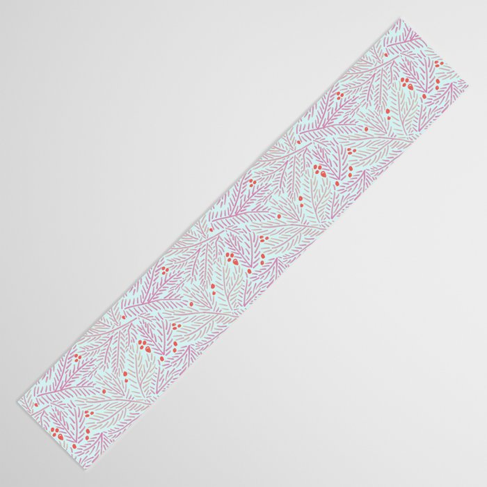 Winter Berries & Pine Branches in Teal & Pink Table Runner Gallery Image 3