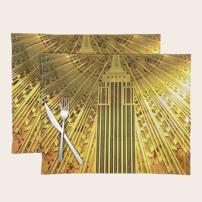 Empire State Building Lobby Art-Deco Sunburst Portrait Placemat Gallery Image 1