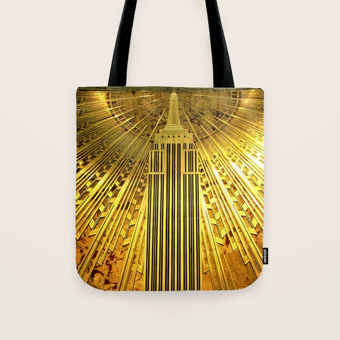 Empire State Building Lobby Art-Deco Sunburst Portrait Tote Bag Gallery Image 1