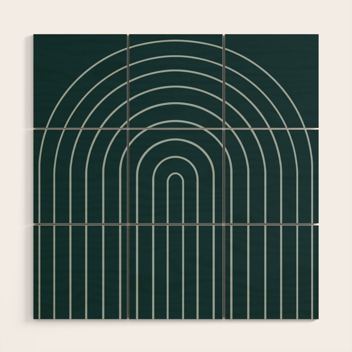 Minimal Arch XXXVIII Dark Teal Green Modern Geometric Lines Wood Wall Art Gallery Image 1