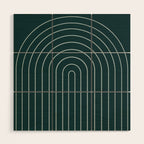 Minimal Arch XXXVIII Dark Teal Green Modern Geometric Lines Wood Wall Art Gallery Image 1