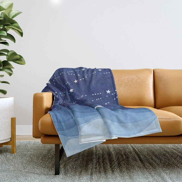 Garland of Stars IV, night sky Throw Blanket Gallery Image 1