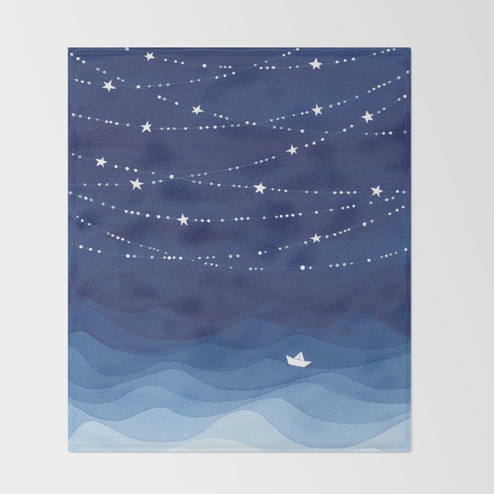 Garland of Stars IV, night sky Throw Blanket Gallery Image 2