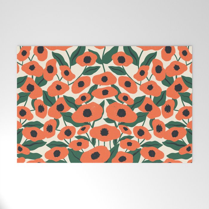 Red Poppy Garden 2 Welcome Mat Gallery Image 1