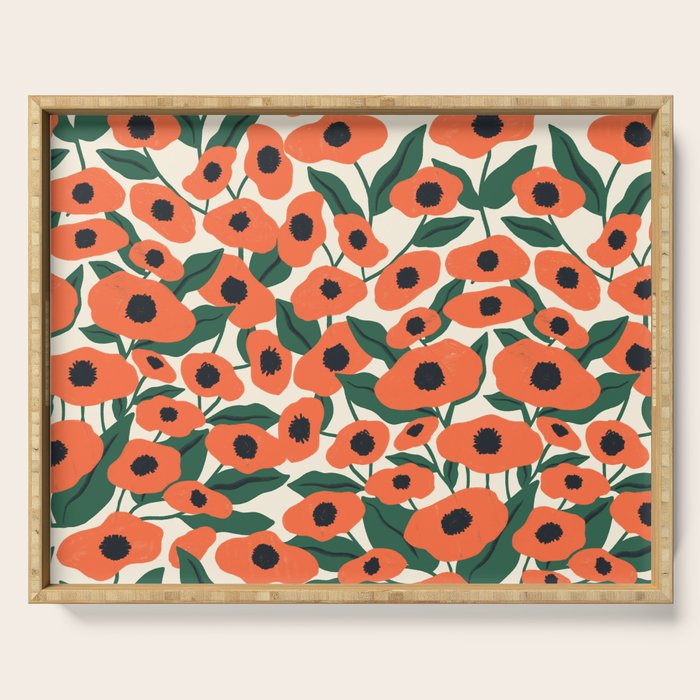 Red Poppy Garden 2 Serving Tray Gallery Image 1