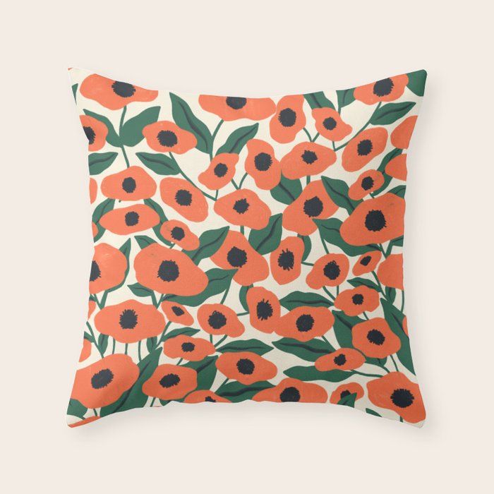 Red Poppy Garden 2 Throw Pillow Gallery Image 6