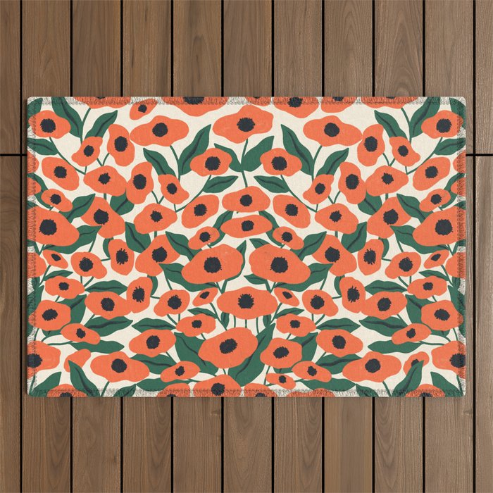 Red Poppy Garden 2 Outdoor Rug Gallery Image 1