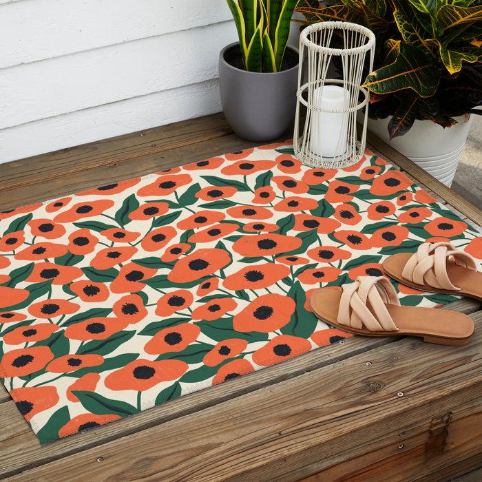 Red Poppy Garden 2 Outdoor Rug Gallery Image 2