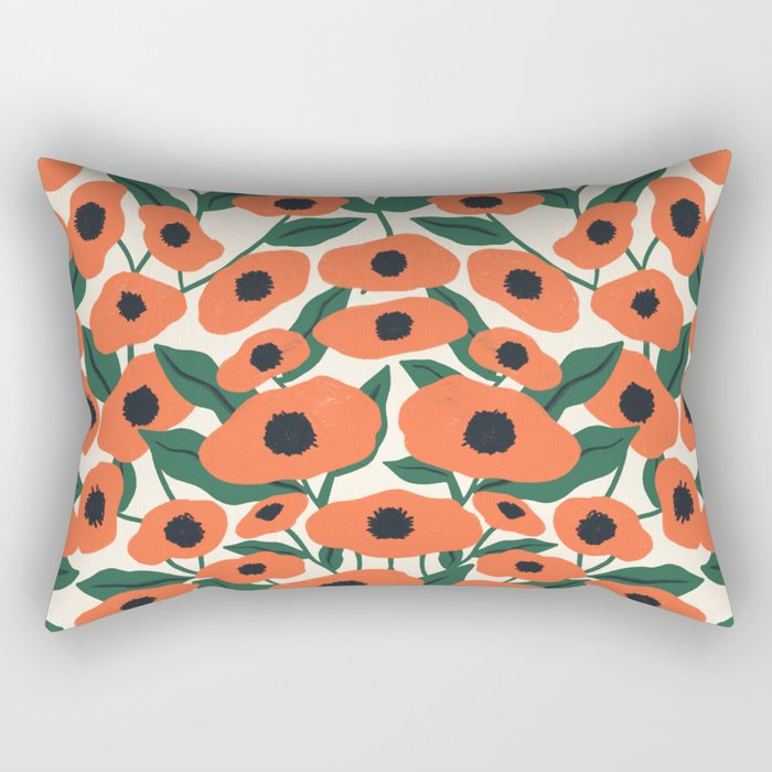 Red Poppy Garden 2 Rectangular Pillow Gallery Image 2
