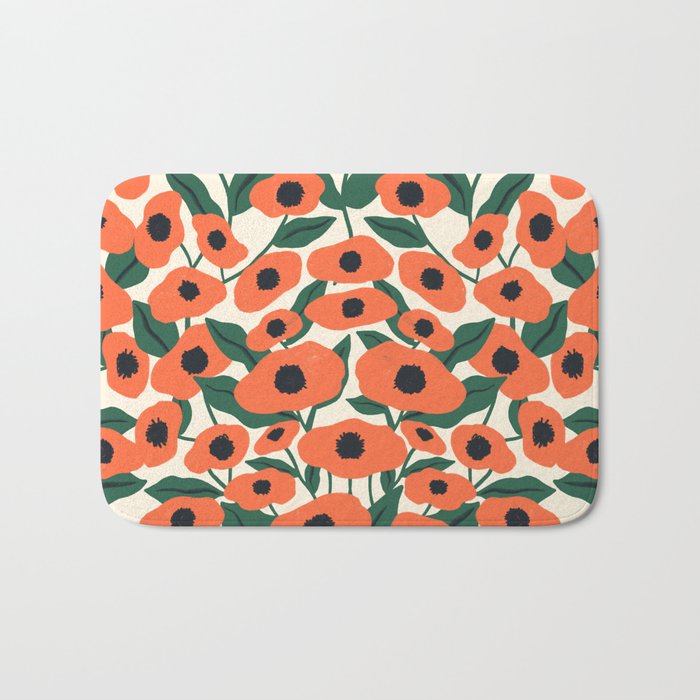 Red Poppy Garden 2 Bath Mat Gallery Image 1