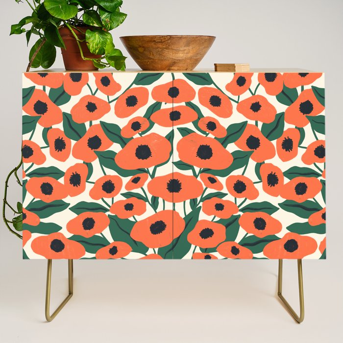 Red Poppy Garden 2 Credenza Gallery Image 1