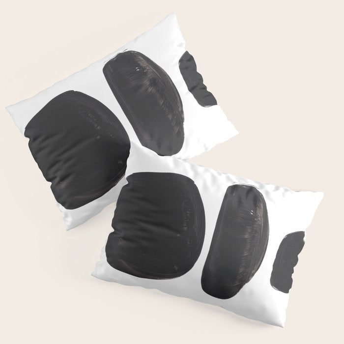Black And White Minimalist Mid Century Abstract Ink Art Minimal Black Pebbles Paint Pillow Sham Gallery Image 3