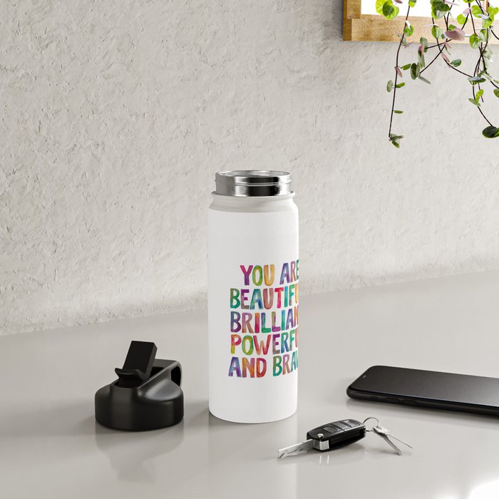 You Are Beautiful Brilliant Powerful And Brave Water Bottle Gallery Image 4