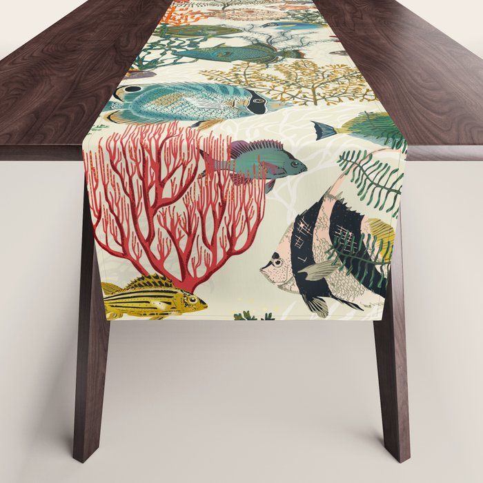 coral reef deep silence Table Runner Gallery Image 1
