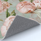 Peach Peonies Watercolor Pattern on Teal Sepia  Rug Gallery Image 4