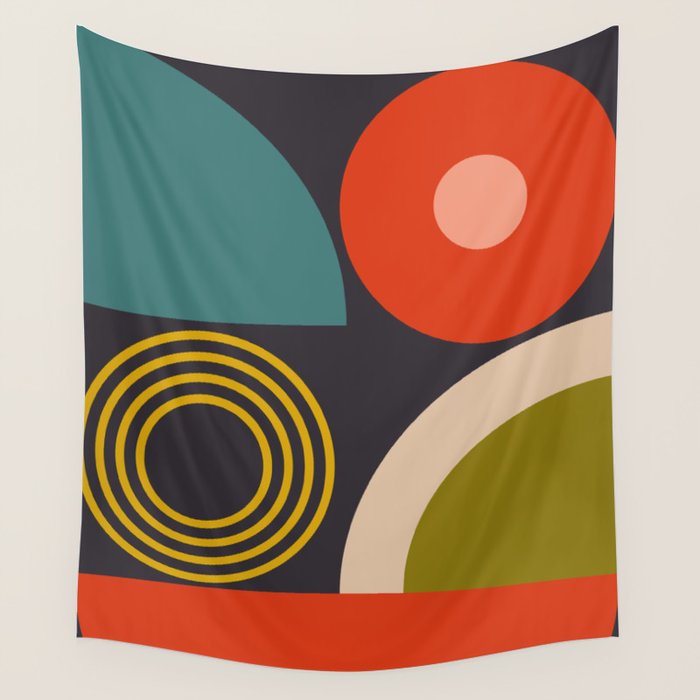mid century bauhaus geometry large  1 Wall Tapestry Gallery Image 1