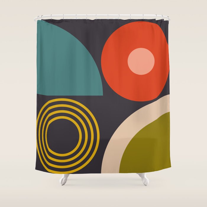 mid century bauhaus geometry large  1 Shower Curtain Gallery Image 1