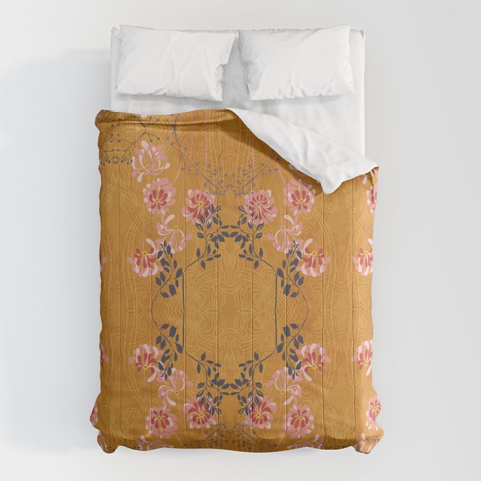 Art Nouveau floral pattern with lines - Honey Comforter Gallery Image 1