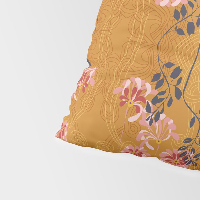 Art Nouveau floral pattern with lines - Honey Pillow Sham Gallery Image 4