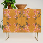 Art Nouveau floral pattern with lines - Honey Credenza Gallery Image 1