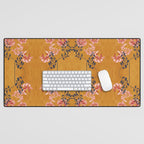 Art Nouveau floral pattern with lines - Honey Desk Mat Gallery Image 1