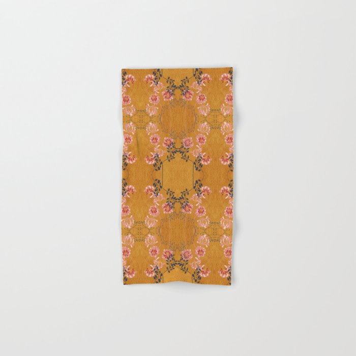 Art Nouveau floral pattern with lines - Honey Bath Towel Gallery Image 1